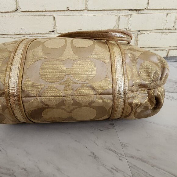 Vintage Coach Poppy Op Art Glam Gold Tote Bag Purse - Picture 10 of 14